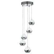 Ice Ball - Chrome 5 Light LED Cluster Pendant with Clear Bubbled Glass image
