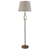 Vegas - Antique Brass LED Floor Lamp with Cream Hessian Shade image