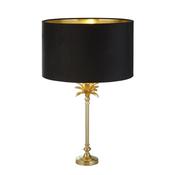 Palm - Satin Brass Table Lamp with Black &amp; Gold Velvet Shade image