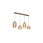 Lille - LED Latte 4 Light over Island Fitting with Amber Ribbed Glass image
