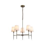 Knightsbridge 2 - Antique Brass 5 Light Centre Fitting with White Shade image