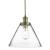 Searchlight-3228AB Pyramid - Clear Glass, Antique Brass Pendant
