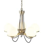 Searchlight 7095-5AB Sphere - White Glass &amp; Antique Brass Pendant image