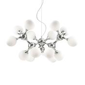 Nodi - Chrome 15 Light Central Fitting with White Glass