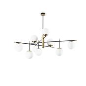 Gourmet - Black &amp; Satin Brass 9 Light Centre Fitting with White Glass image