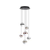 Galaxy - Black Nickel 6 Light LED Cluster Pendant with Multicoloured Globes image
