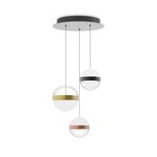Galaxy - Black Nickel 3 Light LED Cluster Pendant with Multicoloured Globes image