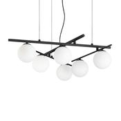 Atlas - Black 6 Light Pendant with Opal Glasses image