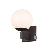 Kula - Black Wall Lamp with White Glass Globe IP44 image