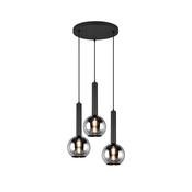 Clayton - Black 3 Light Cluster Pendant with Smoked Mirrored Glass image