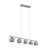 Kaprun - Chrome 5 Light over Island Fitting with Grey Shades image