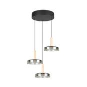 Trio 354930332 Celeste - Black &amp; Wood 3 Light LED Cluster