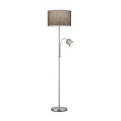 Hotel - Nickel Mother &amp; Child Floor Lamp with Grey Shade image