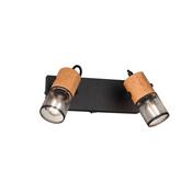 Trio 804370232 Tosh - Black 2 Spotlights with Wooden Details