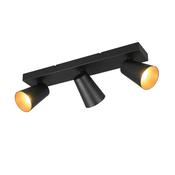 Trio 817100332 Sharp - Matt Black 3 Spotlights with Gold Inner