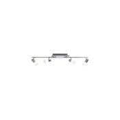 Clapton - Chrome &amp; Brushed Aluminium LED 4 Spotlights with White Glass image