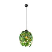 Trio R10461915 Leavy - Matt Black Pendant with Green Leaves
