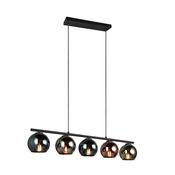 Sheldon - Black 5 light over Island Fitting with Multicolour Glasses image