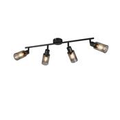 Trio R80014032 Mars - Matt Black 4 Spotlights with Smoked Glass