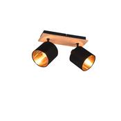 Trio R81332030 Tommy - Matt Black &amp; Wooden 2 Spotlights