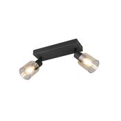 Trio R81782032 Cadiz - Matt Black 2 Spotlights with Amber Glass