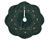 Green Embroidered Faux Velvet Christmas Tree Skirt (100cm) image