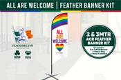 All are Welcome Pride - Feather Banner Kit (2mtr &amp; 3mtr)