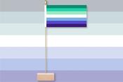 Gay Men Pride Table Flag, Pin &amp; Base image