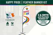 Happy Pride - Feather Banner Kit (2mtr &amp; 3mtr)