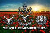 Queens Own Highlanders Remembrance Flag with Seaforth &amp; Cameron Highlander Badge