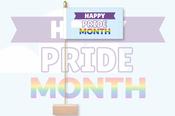 Happy Pride Month Table Flag, Pin &amp; Base