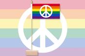 Peace Symbol Rainbow Pride Table Flag &amp; Pin image