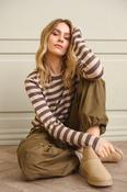 Costa Mani Allie Pullover, Chocolate Stripe