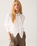 SUMMUM Cotton Blouse with Scarf, White image