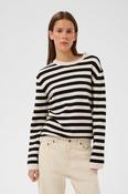 In Wear Madie Long Sleeve Cotton Knitwear, Black/Whisper White image