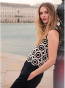 SUMMUM Crochet Top, Black and Natural