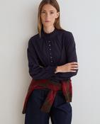 Yerse Jersey Shirt with Frill, Dark Blue image