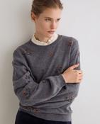 Yerse Floral Embroidery Knit, Grey
