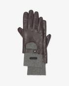 Yerse Wool Lined Leather Gloves, Chocolate and Grey image