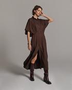 SUMMUM Button Down Dress, Dark Chocolate