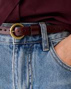 SUMMUM Perforated Leather Belt, Burgundy