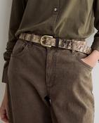 Yerse Leather Haircalf Belt, Chocolate image