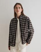 Yerse Boiled Wool Jacket, Brown Check Brown image