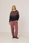 Indi and Cold Fairisle Knit, Navy