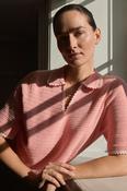 Gustav Isobel Cotton Knit, Powder Pink with blush pink Trim