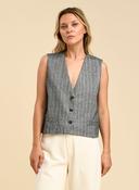 Humility Beja Waistcoat, Grey with Natural Stripe