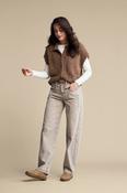 Red button Sleeveless Boucle Knit, Mud Brown