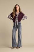 Red Button Sleeveless Fuzzy Knit, Burgundy