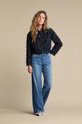 Red Button Fringes Bomber Jacket, Navy image