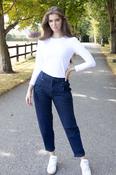 NO2MORO Rhea Subtle Barrel Jeans, Indigo Wash image